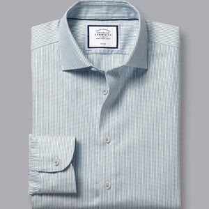 Charles Tyrwhitt Green Business Casual Collar Non-Iron Stretch Texture Shirt